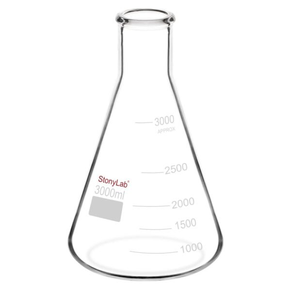 stonylab Erlenmeyer - Frascos de vidrio de boca estrecha de 101.4 fl oz con borde resistente, 101.4 fl oz