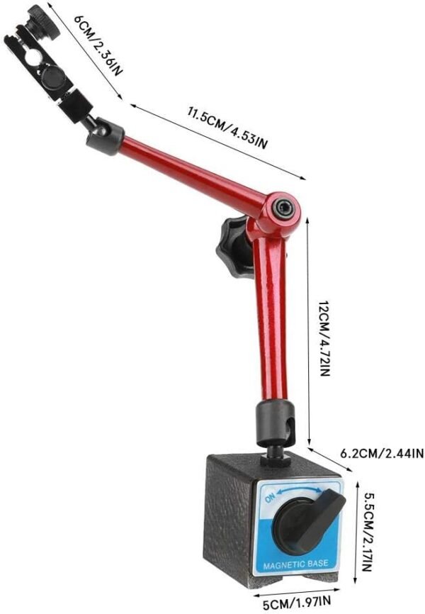 Soporte de base magnética universal, 13.780 in/13.78 pulgadas, soporte de base magnética ajustable para indicador de prueba de marcado digital - Imagen 5