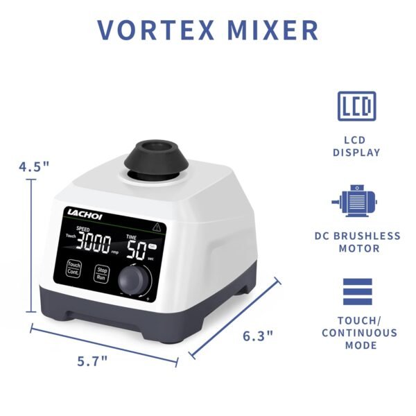 Innovative Lab Vortex Mixer: 100-3000RPM with LCD Display and Touch Functionality - Imagen 4