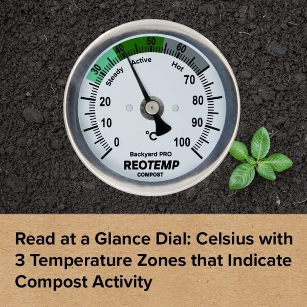 Reotemp Termómetro de Compostaje Profesional Celsius Backyard de 36 Pulgadas - Imagen 2