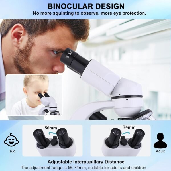 Explora el Microscopio Compuesto Binocular 40x-2000x: Herramienta Profesional para Adultos - Imagen 3